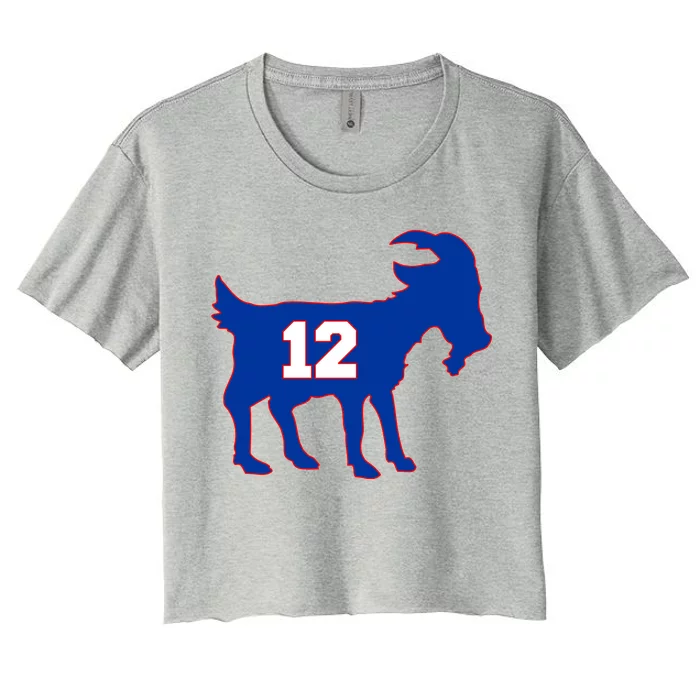 The Goat #12 New England Fan Football QB Women's Crop Top Tee