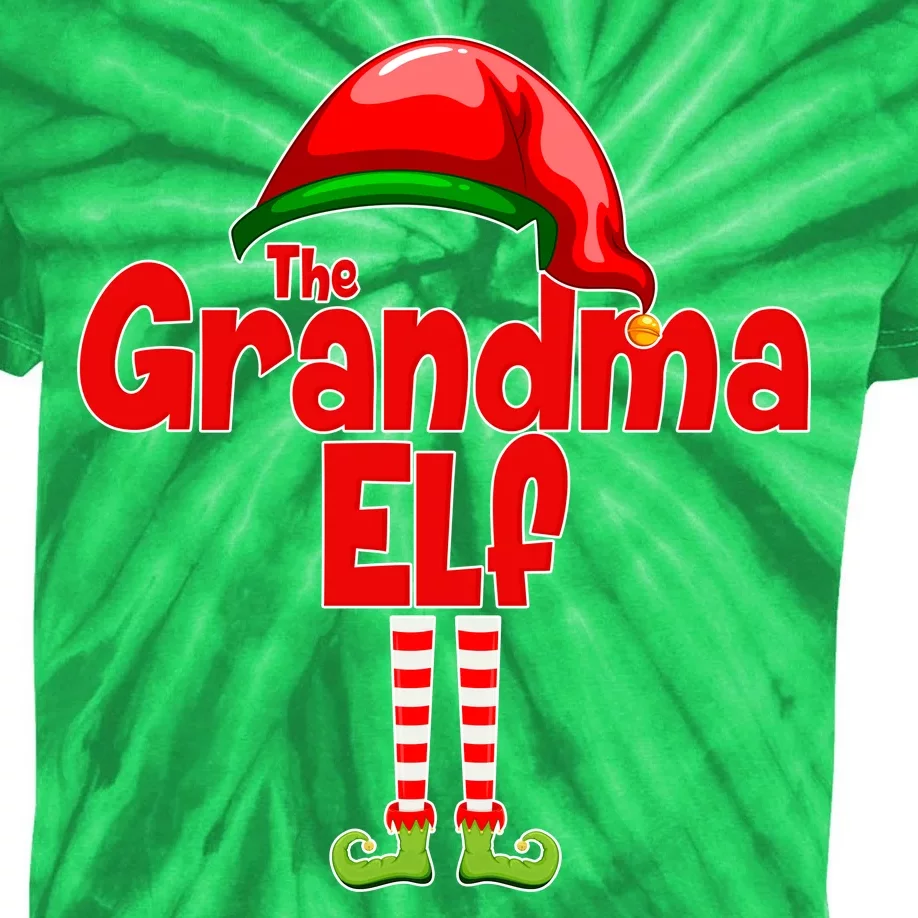 The Grandma Elf Christmas Kids Tie-Dye T-Shirt