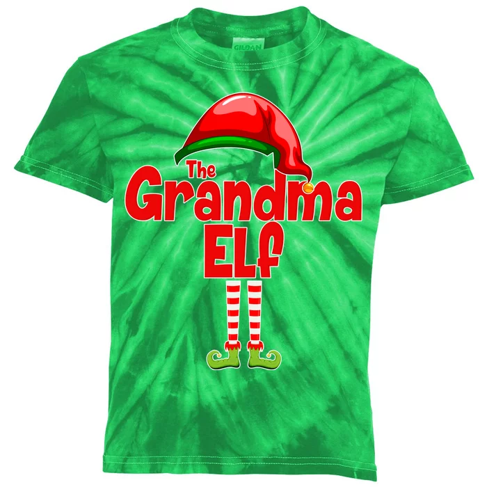 The Grandma Elf Christmas Kids Tie-Dye T-Shirt