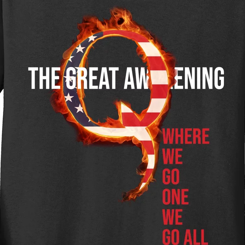 The Great Awakening Qanon Where We Go One We Go All Kids Long Sleeve Shirt