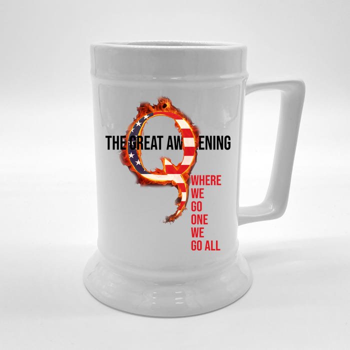 The Great Awakening Qanon Where We Go One We Go All Front & Back Beer Stein