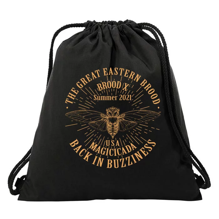 The Great Eastern Brood X Summer 2021 Magicicada Back In Buzziness Drawstring Bag