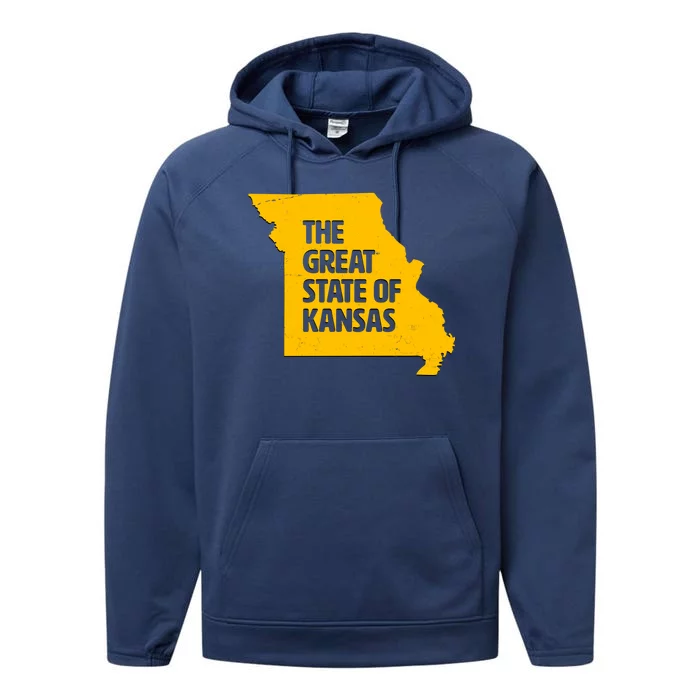 The Great State Of Kansas Performance Fleece Hoodie