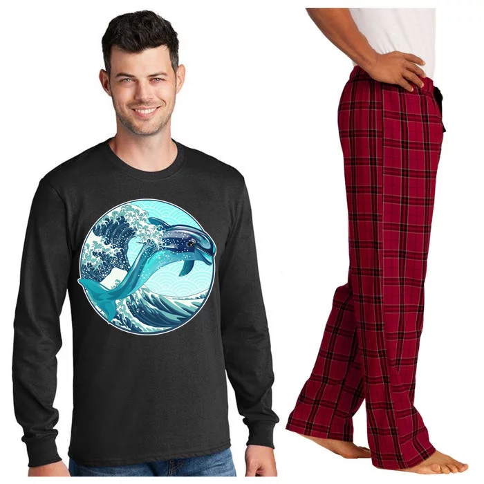 The Great Wave Dolphin Long Sleeve Pajama Set