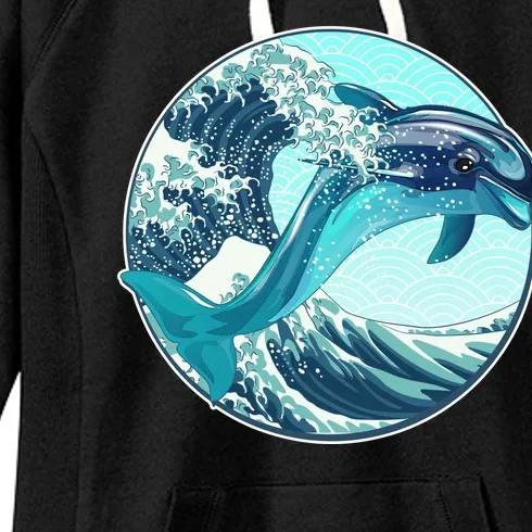 The Great Wave Dolphin Women's Fleece Hoodie