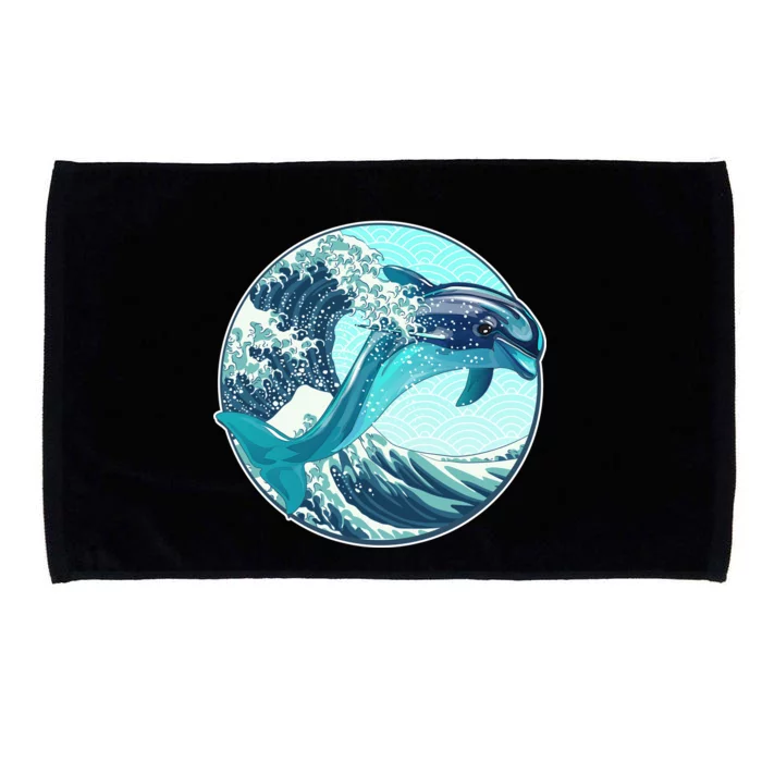 The Great Wave Dolphin Microfiber Hand Towel