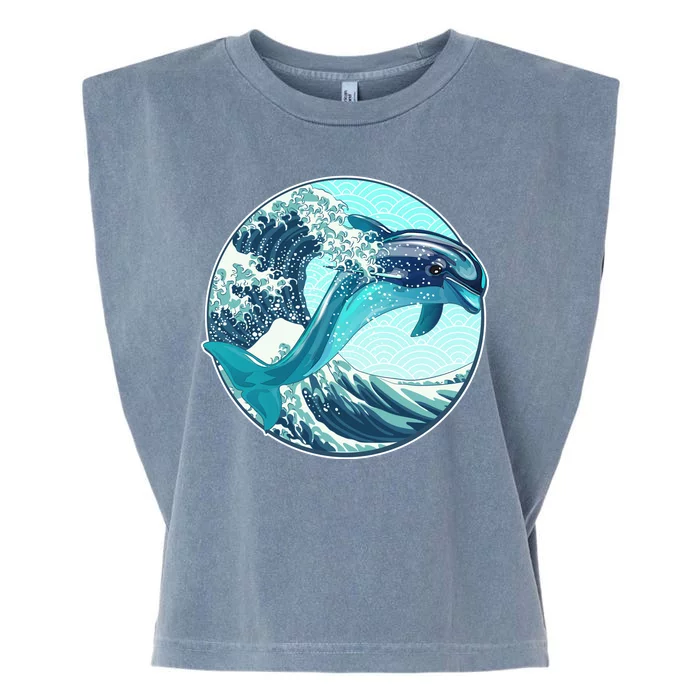 The Great Wave Dolphin Garment-Dyed Women's Muscle Tee