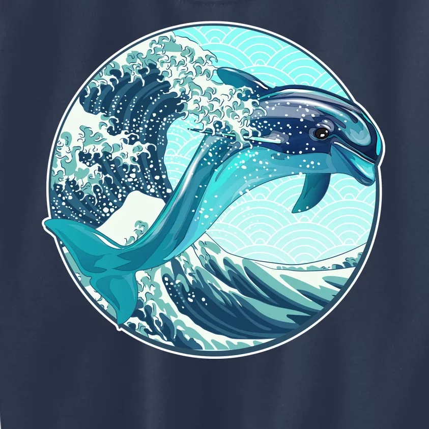 The Great Wave Dolphin Kids Sweatshirt