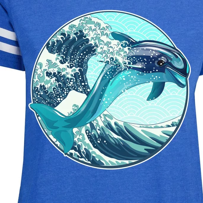 The Great Wave Dolphin Enza Ladies Jersey Football T-Shirt