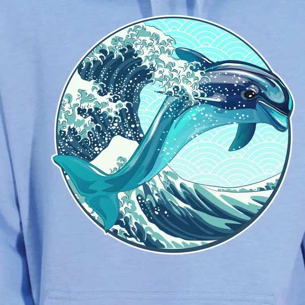 The Great Wave Dolphin Unisex Surf Hoodie