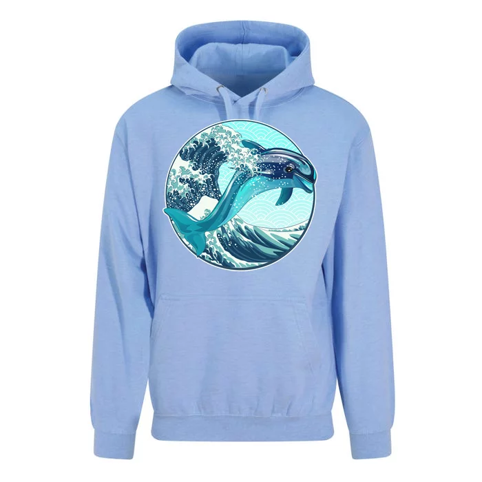 The Great Wave Dolphin Unisex Surf Hoodie