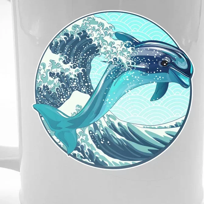 The Great Wave Dolphin Front & Back Beer Stein