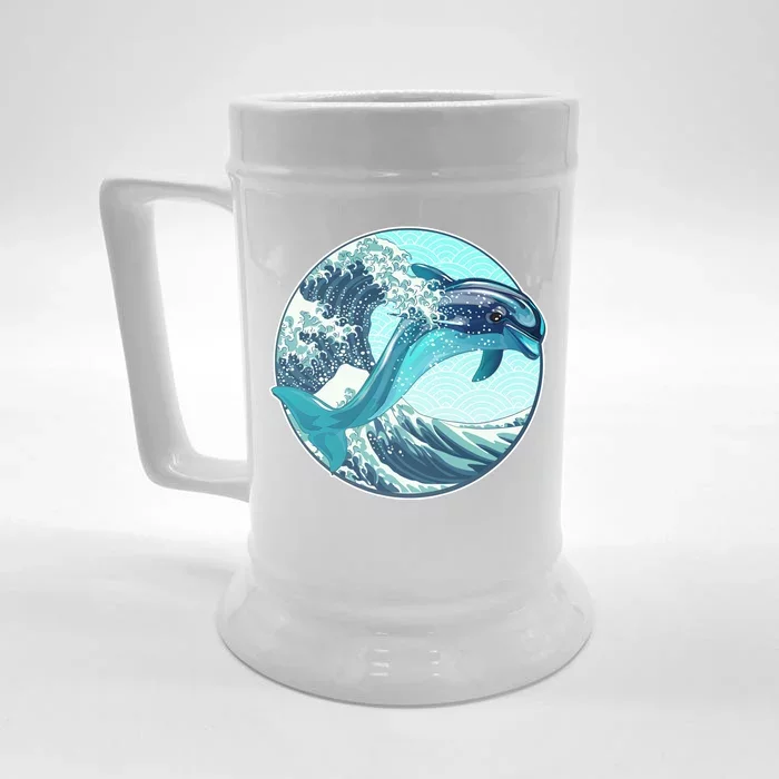 The Great Wave Dolphin Front & Back Beer Stein