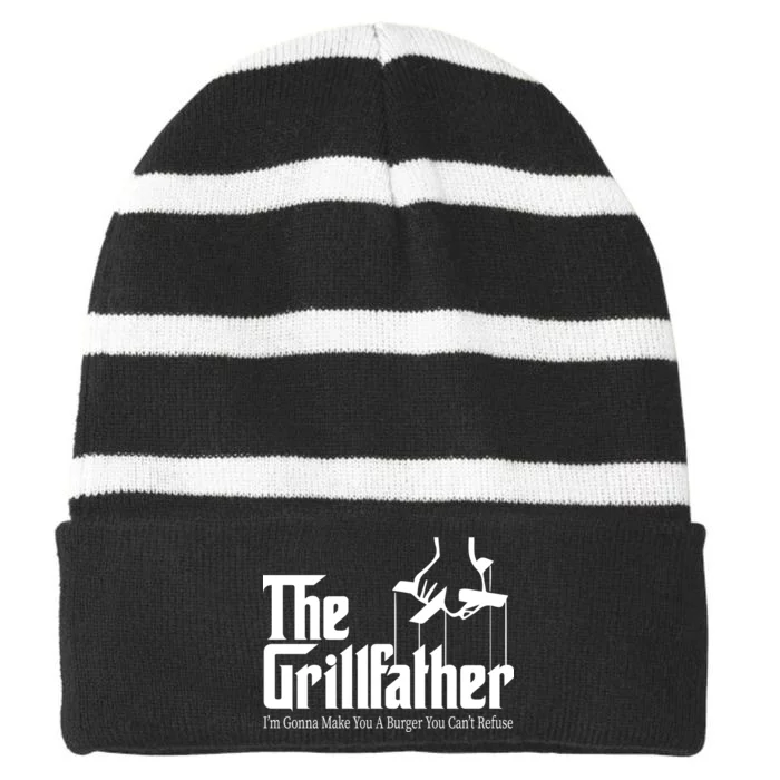 The Grillfather Burger You Can't Refuse Striped Beanie with Solid Band