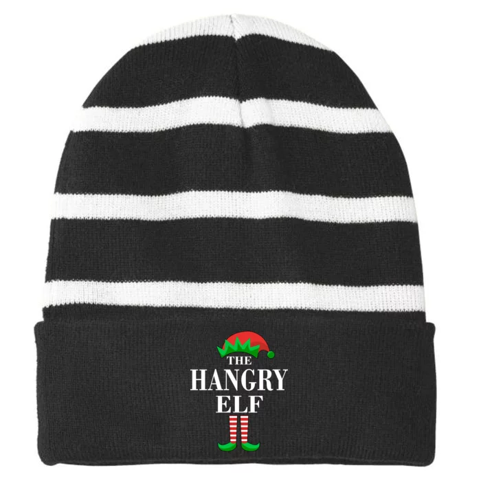 The Hangry Elf Funny Family Matching Christmas Striped Beanie with Solid Band