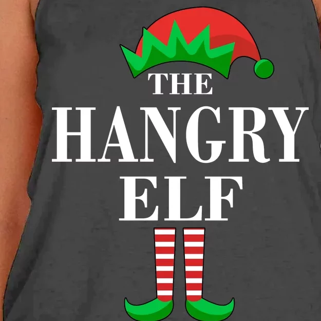 The Hangry Elf Funny Family Matching Christmas Women's Knotted Racerback Tank