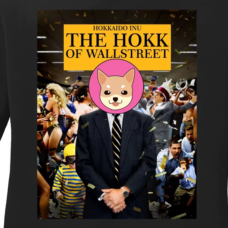 The Hokk of Wallstreet Hokkaido Inu Coin Crypto Currency Ladies Long Sleeve Shirt