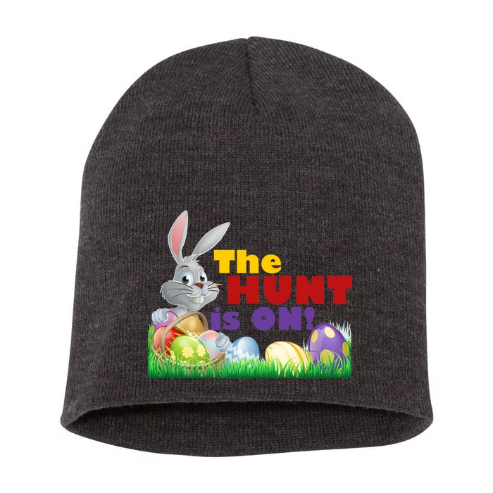 The Hunt is On! Easter Rabbit Egg Hunt Short Acrylic Beanie