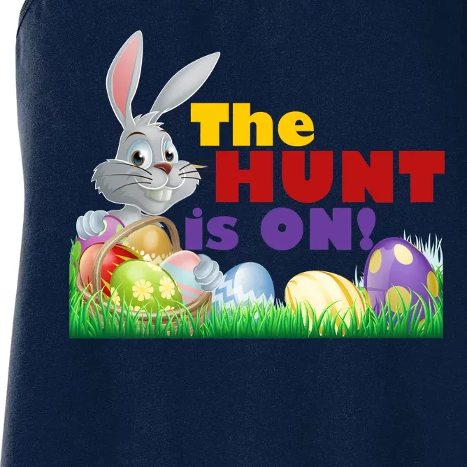 The Hunt is On! Easter Rabbit Egg Hunt Women's Racerback Tank