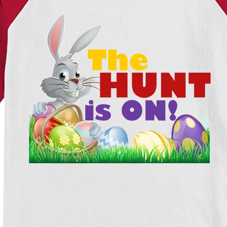 The Hunt is On! Easter Rabbit Egg Hunt Kids Colorblock Raglan Jersey