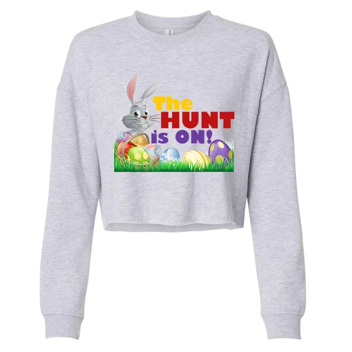 The Hunt is On! Easter Rabbit Egg Hunt Cropped Pullover Crew