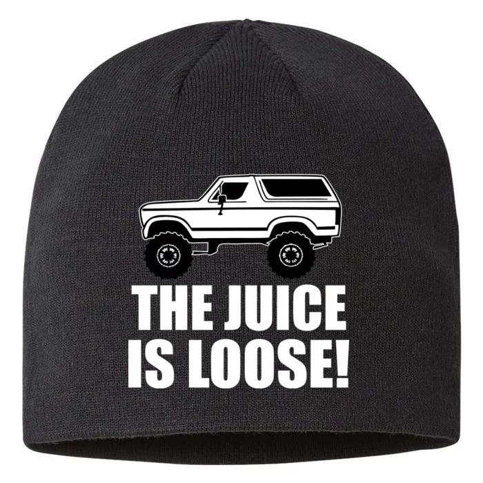 The Juice is Loose White Bronco Funny 8 1/2in Sustainable Knit Beanie