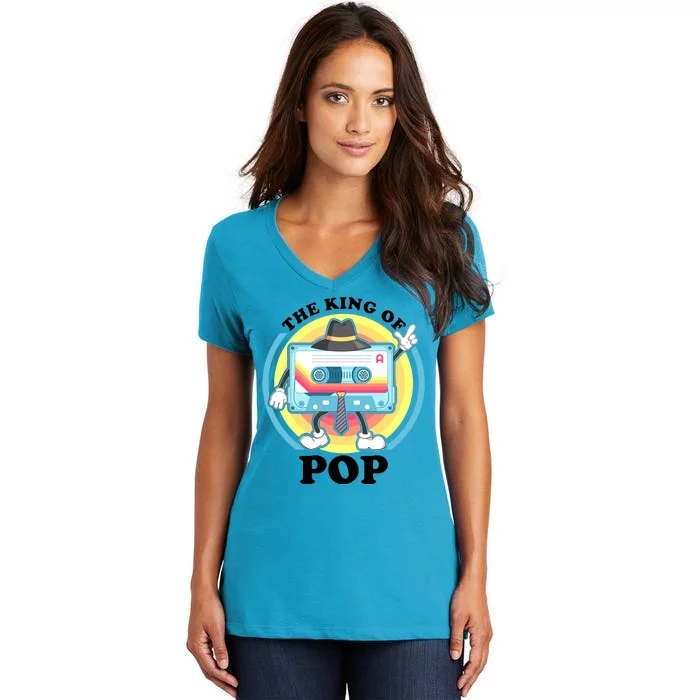 The King of Pop Retro Cassette Tape Women's V-Neck T-Shirt