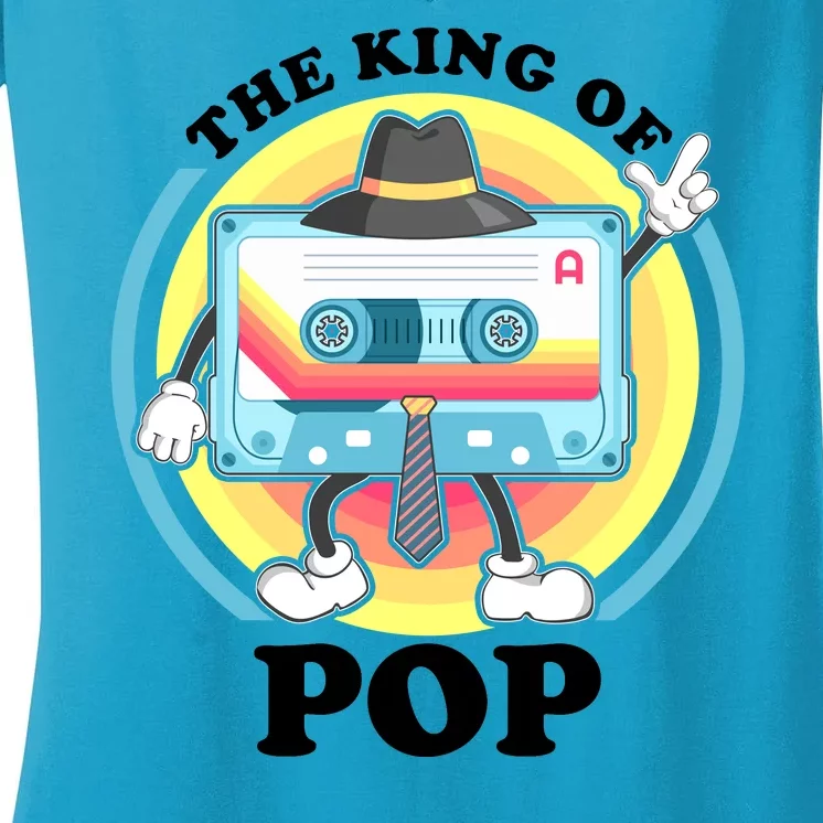 The King of Pop Retro Cassette Tape Women's V-Neck T-Shirt