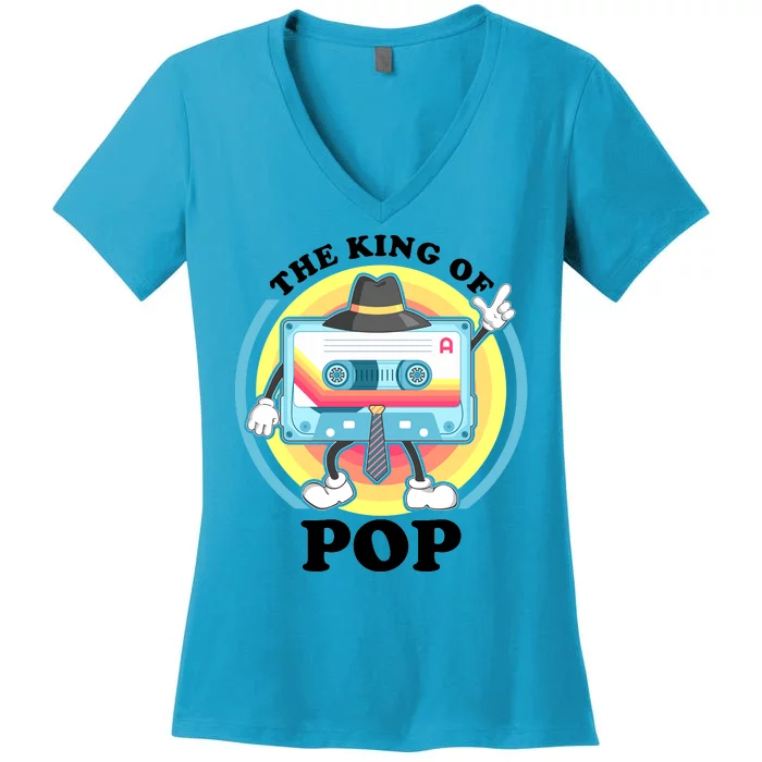 The King of Pop Retro Cassette Tape Women's V-Neck T-Shirt