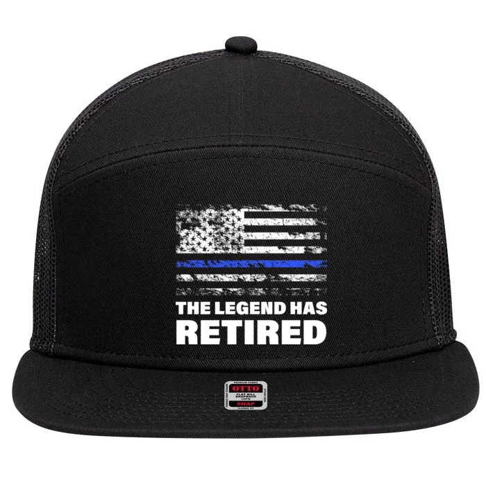 The Legend Has Retired Blue Thin Line 7 Panel Mesh Trucker Snapback Hat