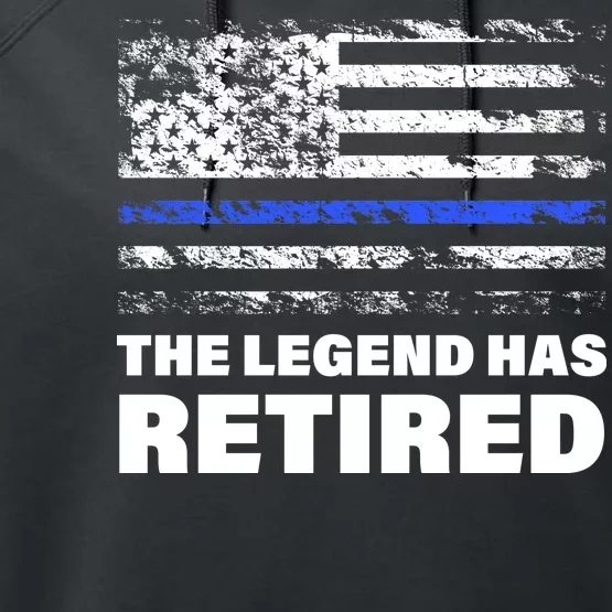 The Legend Has Retired Blue Thin Line Performance Fleece Hoodie