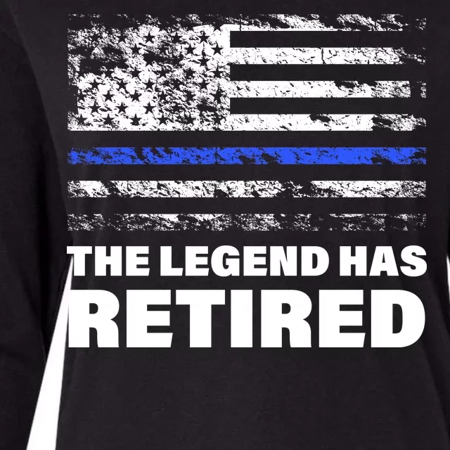 The Legend Has Retired Blue Thin Line Womens Cotton Relaxed Long Sleeve T-Shirt