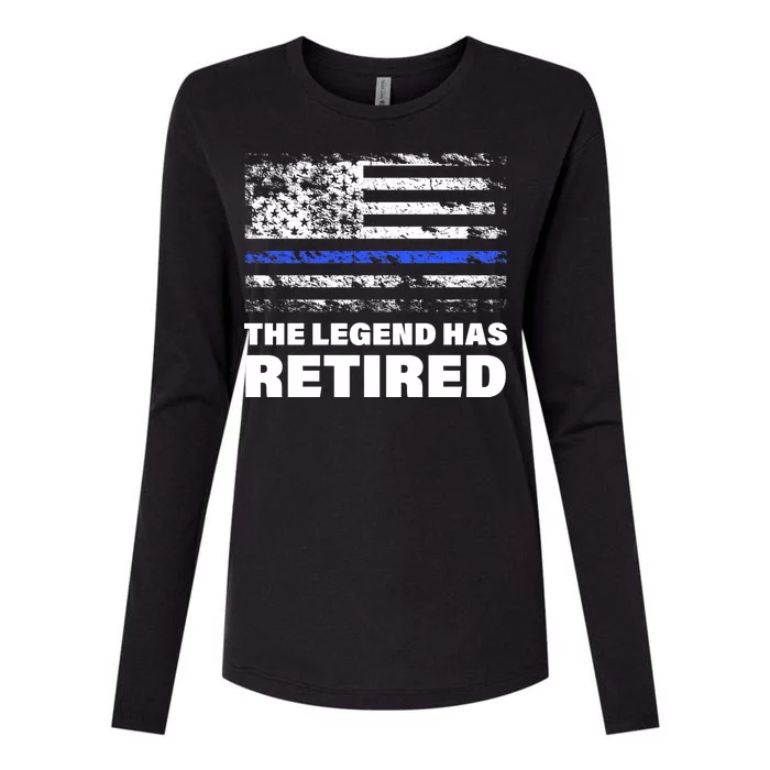 The Legend Has Retired Blue Thin Line Womens Cotton Relaxed Long Sleeve T-Shirt