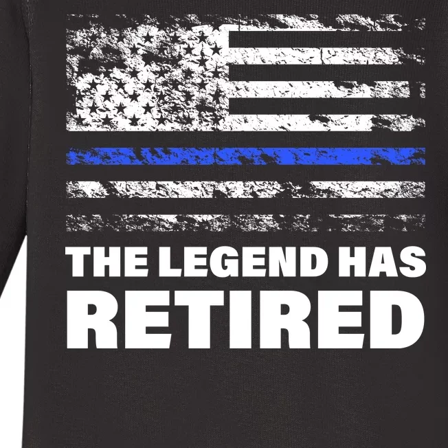 The Legend Has Retired Blue Thin Line Baby Long Sleeve Bodysuit