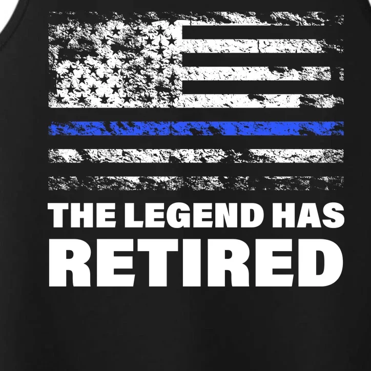 The Legend Has Retired Blue Thin Line Performance Tank