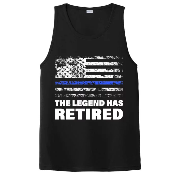 The Legend Has Retired Blue Thin Line Performance Tank