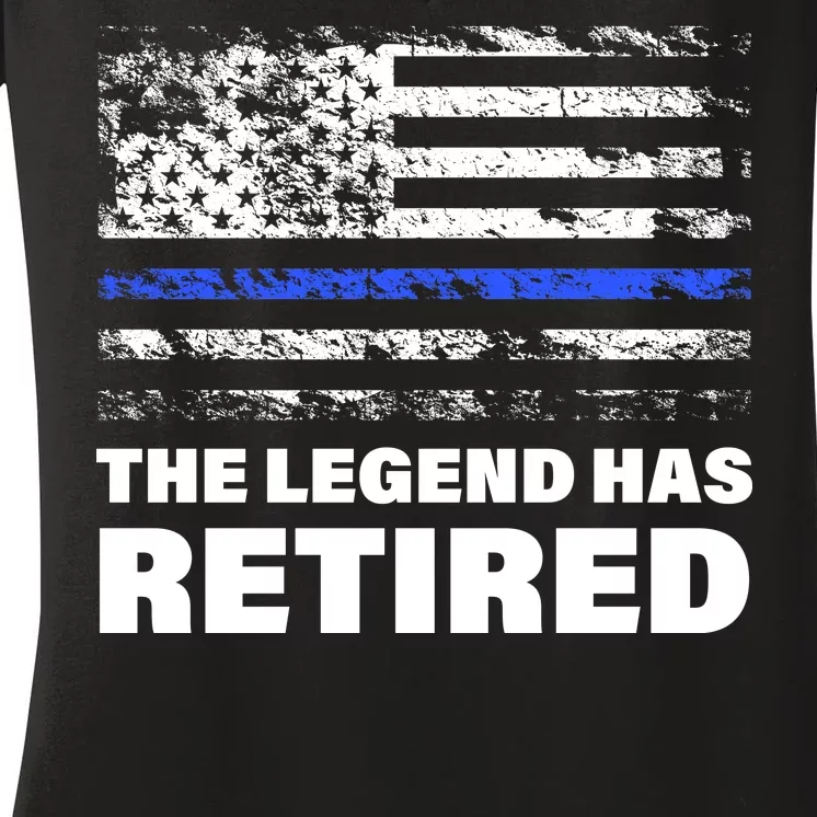 The Legend Has Retired Blue Thin Line Women's V-Neck T-Shirt