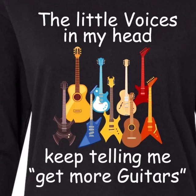 The Little Voices In My Head Say Get More Guitars Womens Cotton Relaxed Long Sleeve T-Shirt