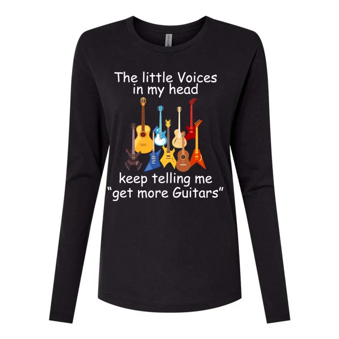 The Little Voices In My Head Say Get More Guitars Womens Cotton Relaxed Long Sleeve T-Shirt