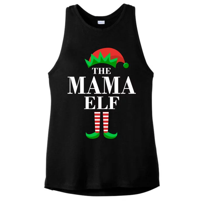 The Mama Elf Family Matching Christmas Ladies Tri-Blend Wicking Tank