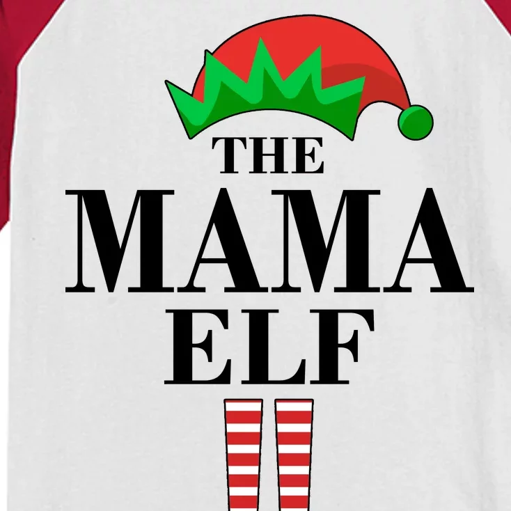 The Mama Elf Family Matching Christmas Kids Colorblock Raglan Jersey