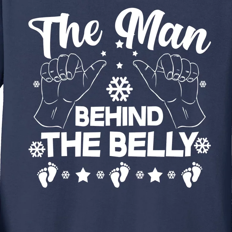 The Man Behind The Belly New Dad Kids Long Sleeve Shirt