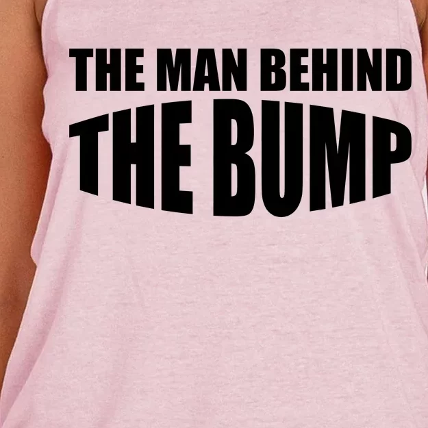 The Man Behind the Bump Pregnant Wife Daddy Women's Knotted Racerback Tank