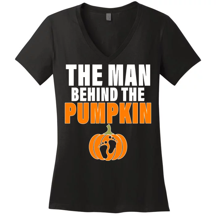 The Man Behind The Pumpkin Women's V-Neck T-Shirt