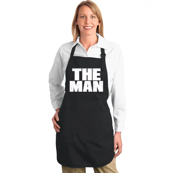 The Man Distressed Logo Full-Length Apron With Pocket