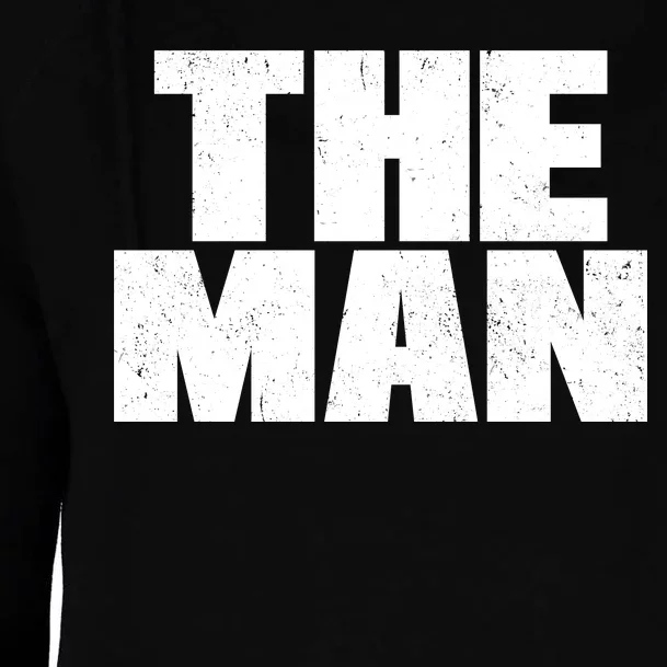 The Man Distressed Logo Womens Funnel Neck Pullover Hood