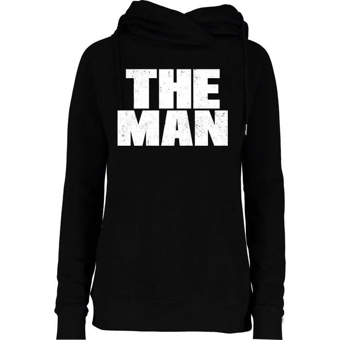 The Man Distressed Logo Womens Funnel Neck Pullover Hood