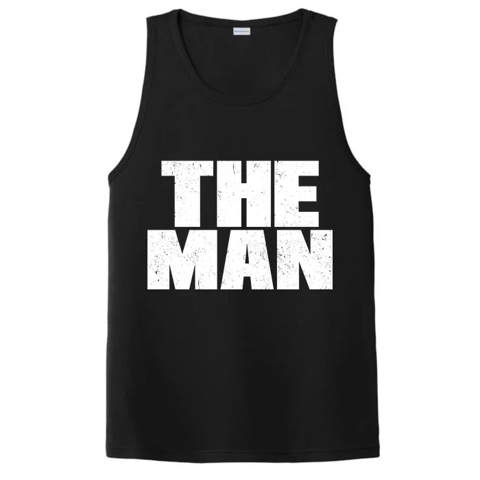 The Man Distressed Logo Performance Tank