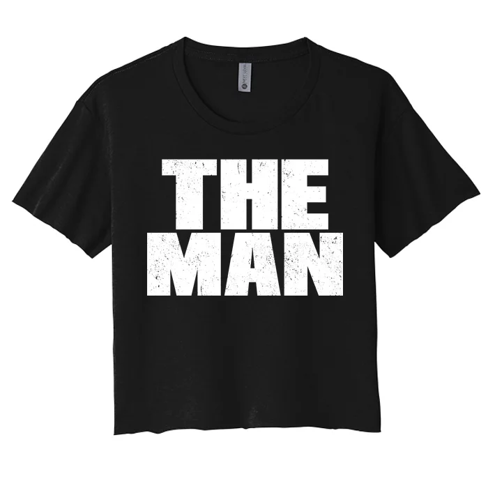 The Man Distressed Logo Women's Crop Top Tee