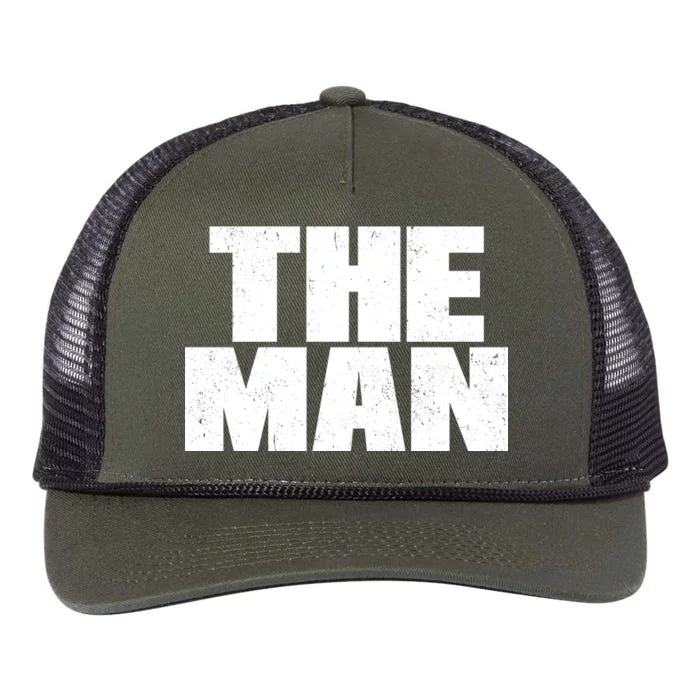 The Man Distressed Logo Retro Rope Trucker Hat Cap